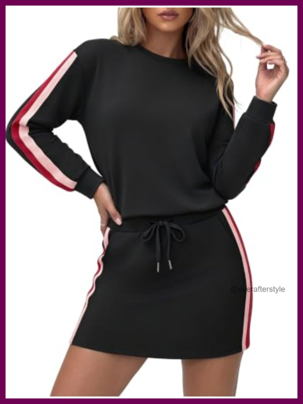 Casly Lamiit 2 Piece Skirt Set Long Sleeve Sweatshirt & Skort Womens